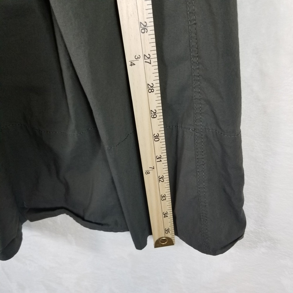 Zara Midi Skirt Women XL Olive Green Elastic  Waist Cotton Blend Gathered - Picture 6 of 7